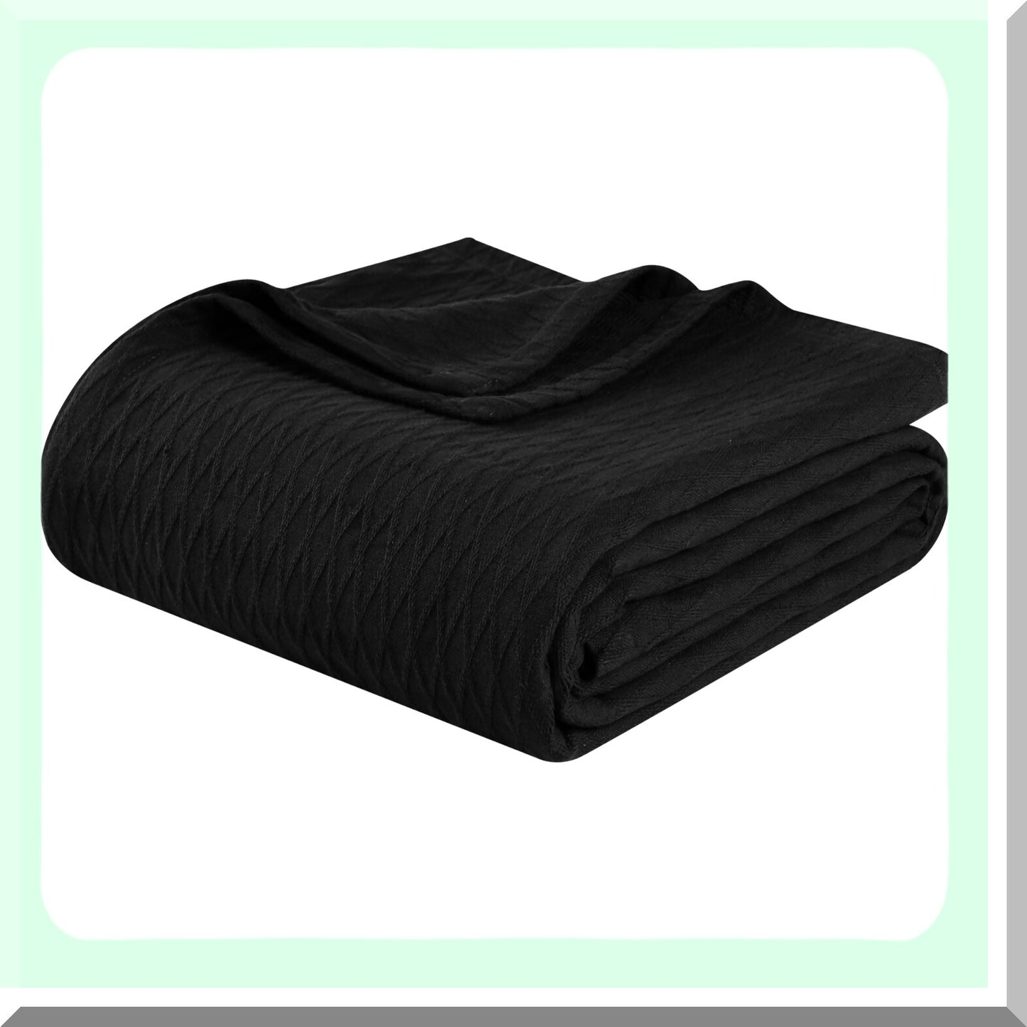 CozyCotton Diamond Weave Blanket - Soft, Warm, Boho Aesthetic, Decorative Bedding for Couch or Bed, Twin Size, Black