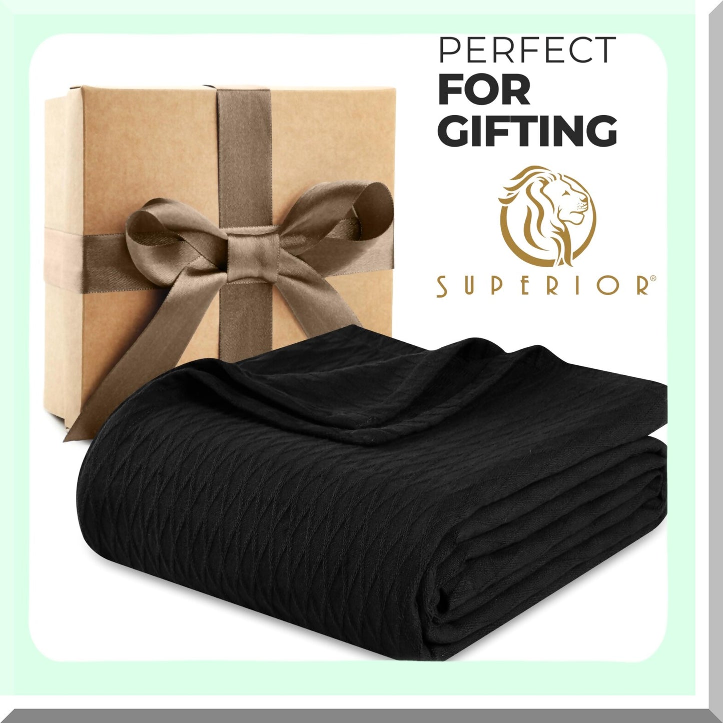 CozyCotton Diamond Weave Blanket - Soft, Warm, Boho Aesthetic, Decorative Bedding for Couch or Bed, Twin Size, Black