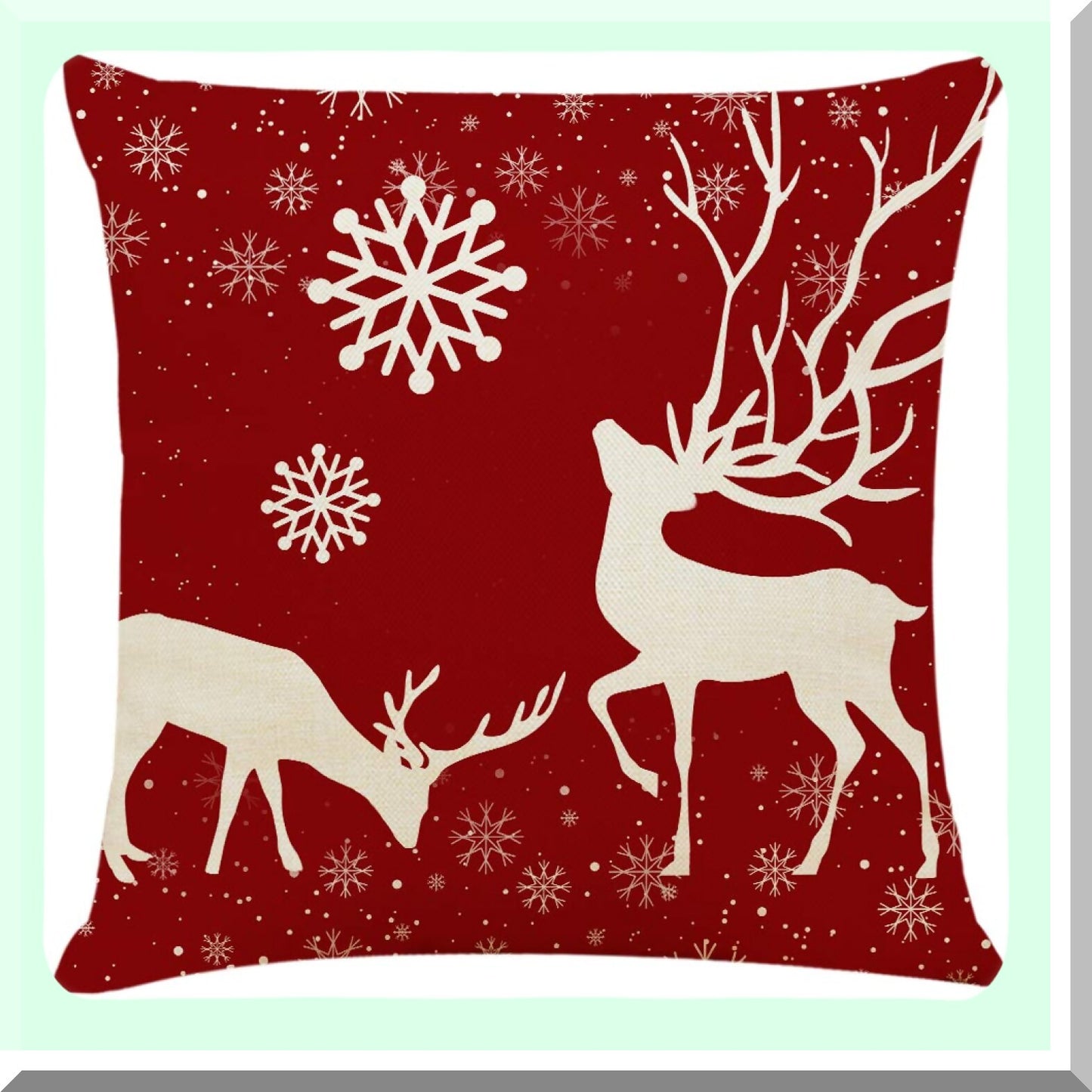 Red Linen Square Pillow Covers - Set of 4 Decorative Couch Cushion Cases for Sofa & Bed - 18"x18" Cotton Throw Pillowcases