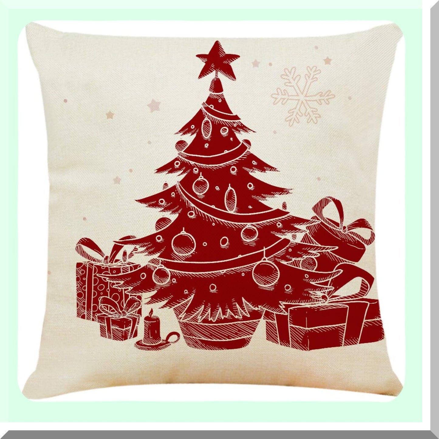 Red Linen Square Pillow Covers - Set of 4 Decorative Couch Cushion Cases for Sofa & Bed - 18"x18" Cotton Throw Pillowcases