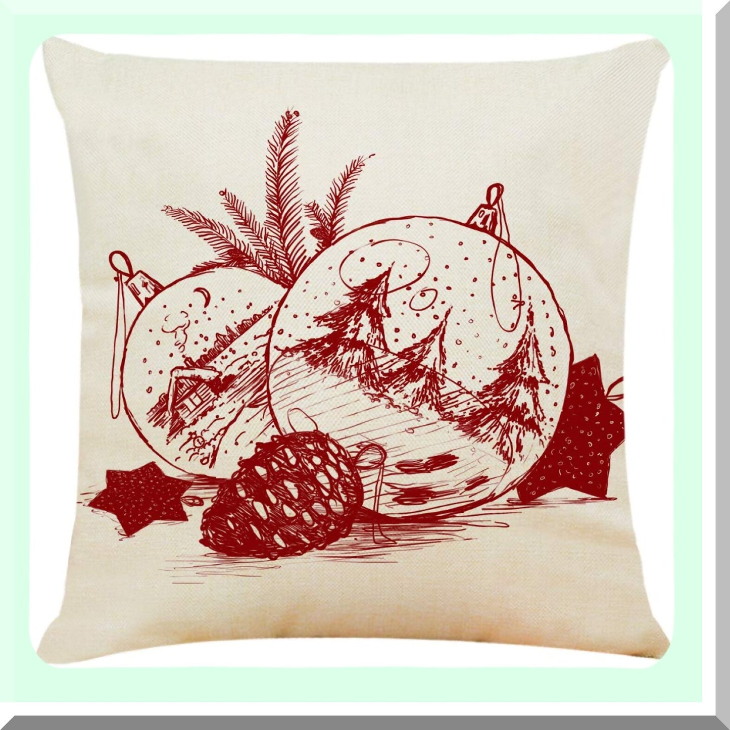 Red Linen Square Pillow Covers - Set of 4 Decorative Couch Cushion Cases for Sofa & Bed - 18"x18" Cotton Throw Pillowcases