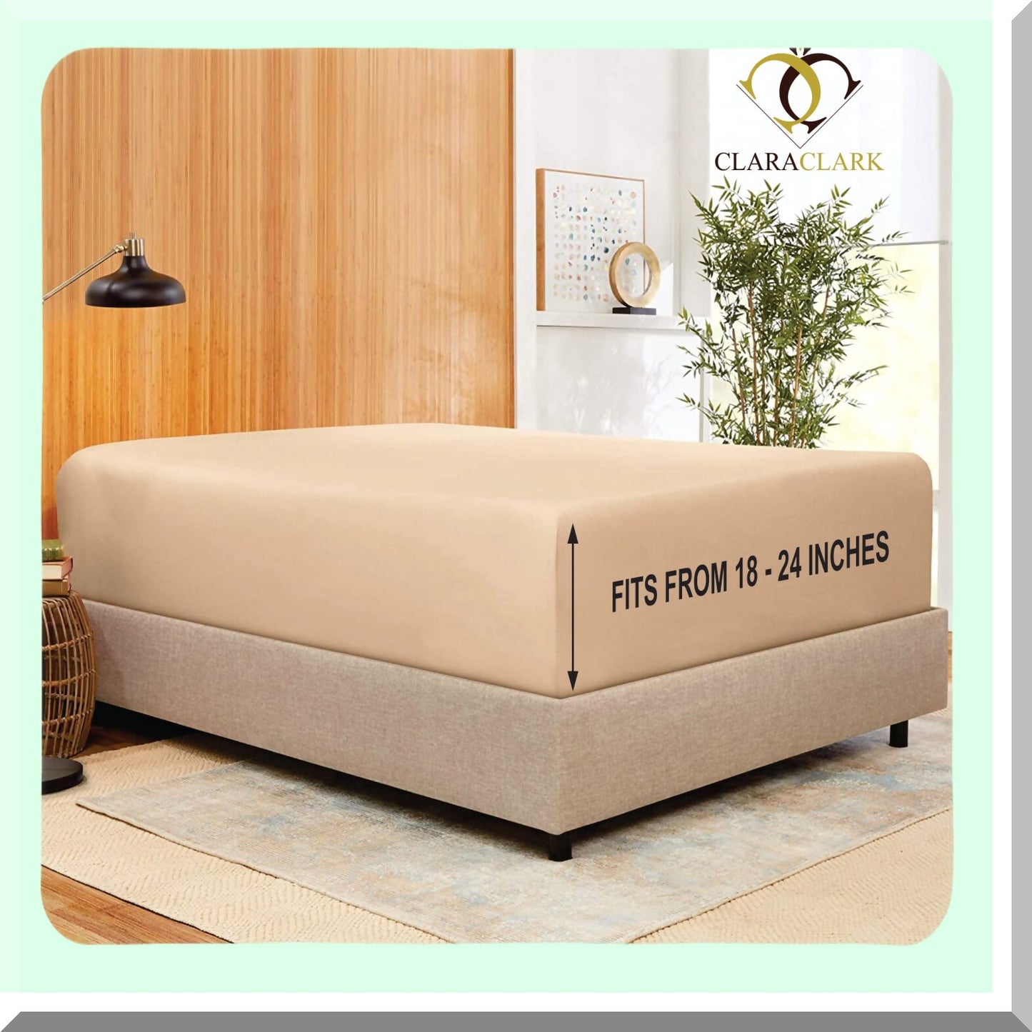 StayFit Elastic Corner Straps Fitted Sheet - Extra Deep Pocket Queen Taupe Sand - Fits 18-24 Inch Mattress - Single Sheet Only