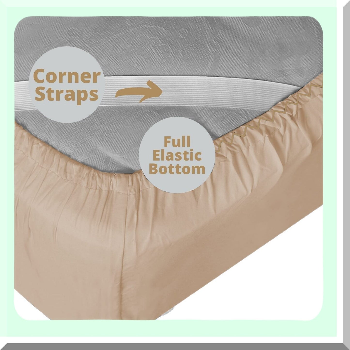 StayFit Elastic Corner Straps Fitted Sheet - Extra Deep Pocket Queen Taupe Sand - Fits 18-24 Inch Mattress - Single Sheet Only