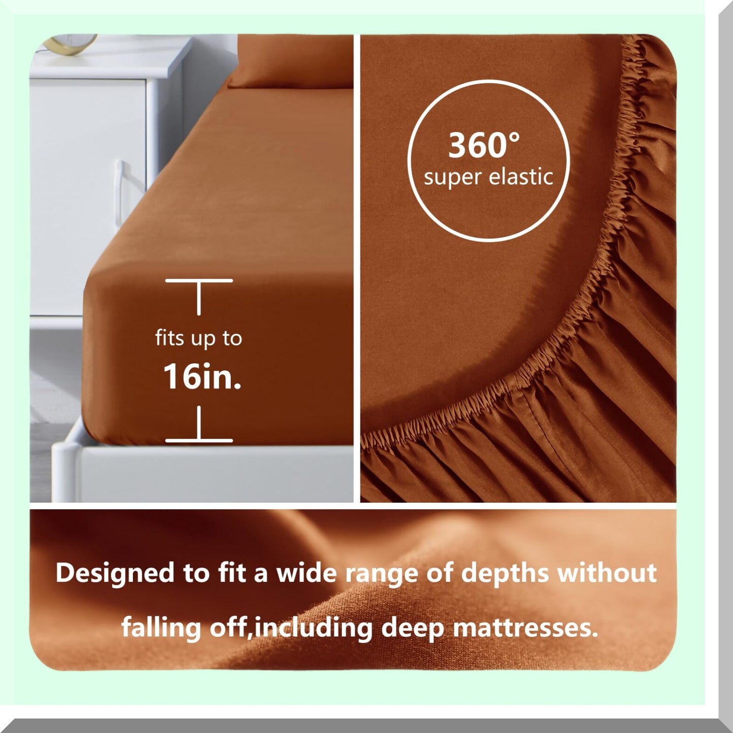 Luxury Embroidered Microfiber Queen Bed Sheets Set - 1800 Series Burnt Orange - Soft, Wrinkle-Resistant, Deep Pocket - 4-Piece Double Brushed Sheets
