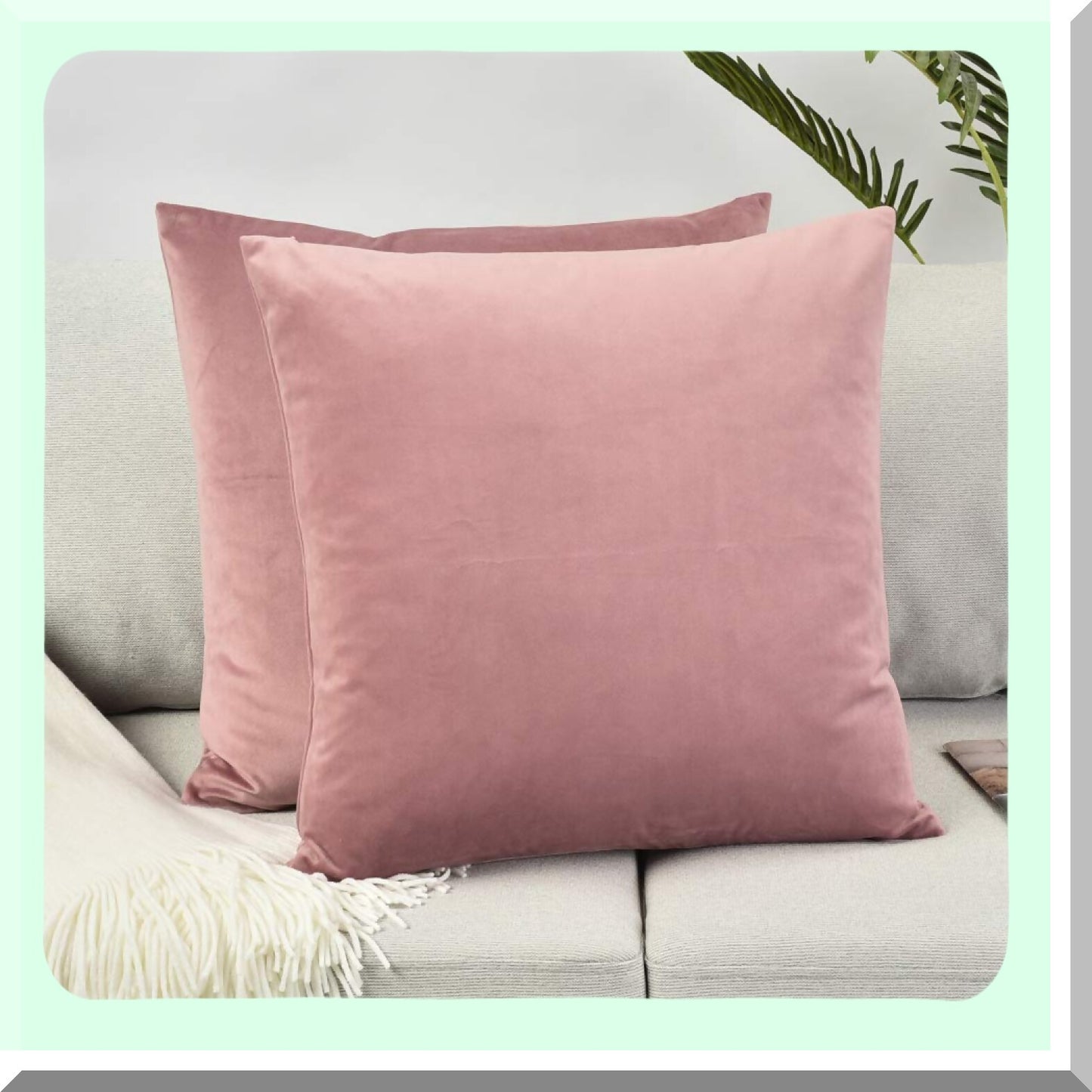 Velvet Bliss Throw Pillow Covers - Set of 2 Decorative Cushion Cases for Bedding & Sofa, Soft Mauve Pink Accent with Hidden Zipper, 18"x18"