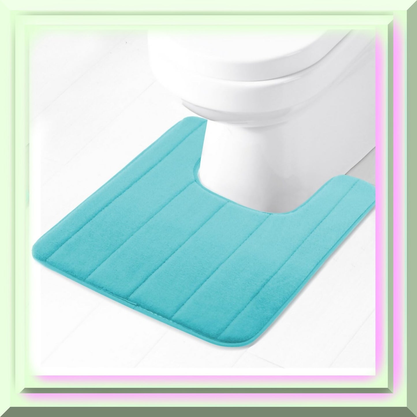 Blue U-Shaped Bathroom Rug 1.3x1.6 ft