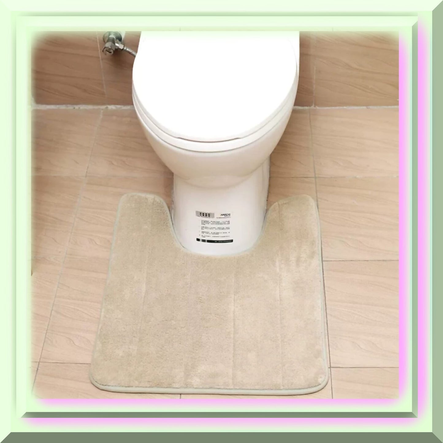 Blue U-Shaped Bathroom Rug 1.3x1.6 ft