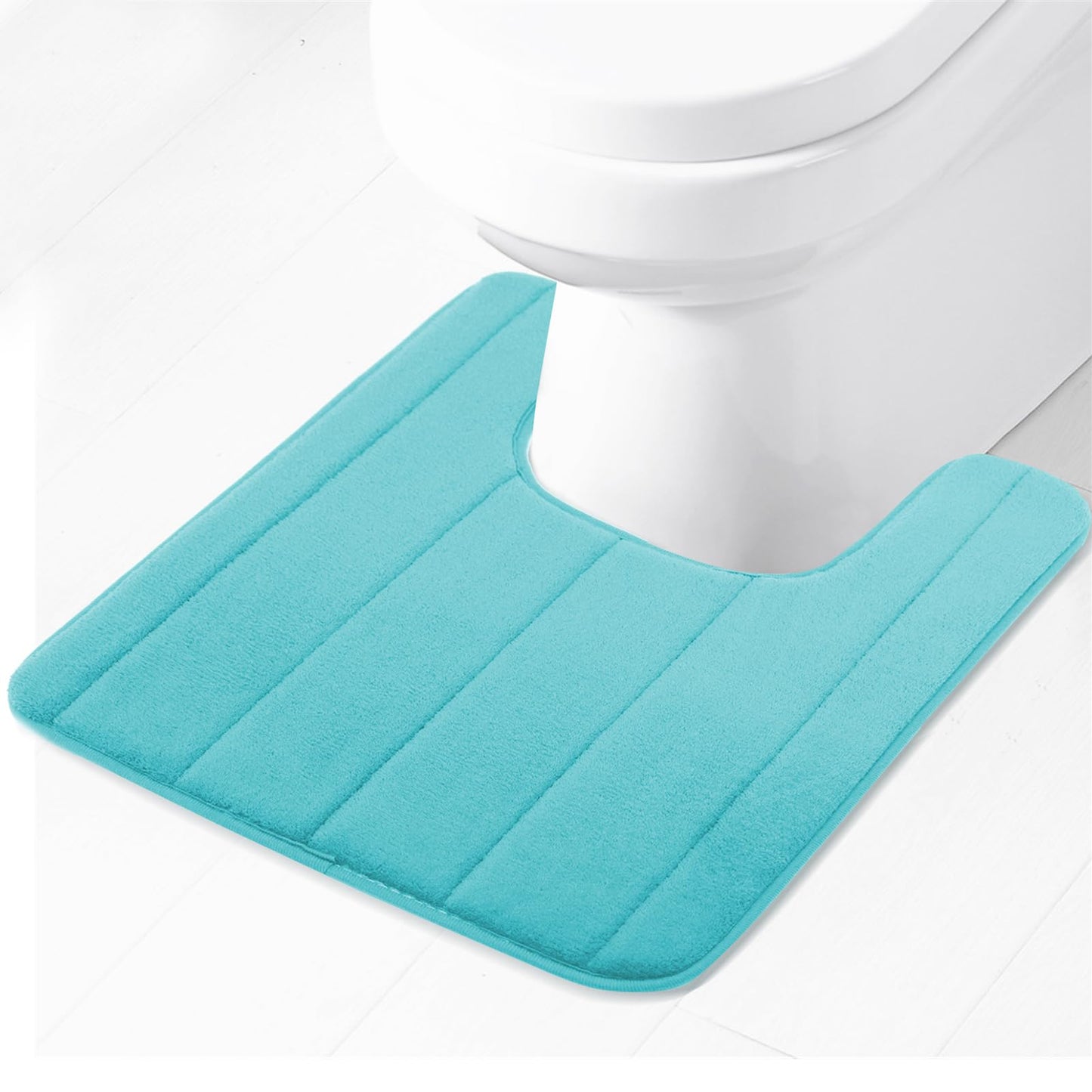 Blue U-Shaped Bathroom Rug 1.3x1.6 ft