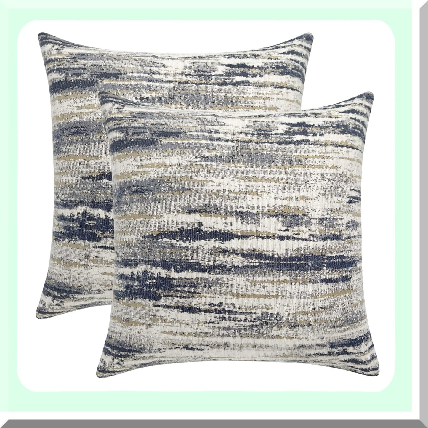 Abstract Stripe Jacquard Decorative Pillow Covers - Set of 2, 18x18 inch - Couch Sofa Bedroom Accent - Modern Home Decor - Soft Cushion Cases