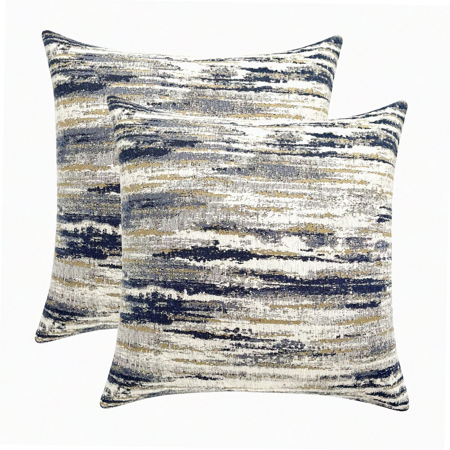 Abstract Stripe Jacquard Decorative Pillow Covers - Set of 2, 18x18 inch - Couch Sofa Bedroom Accent - Modern Home Decor - Soft Cushion Cases