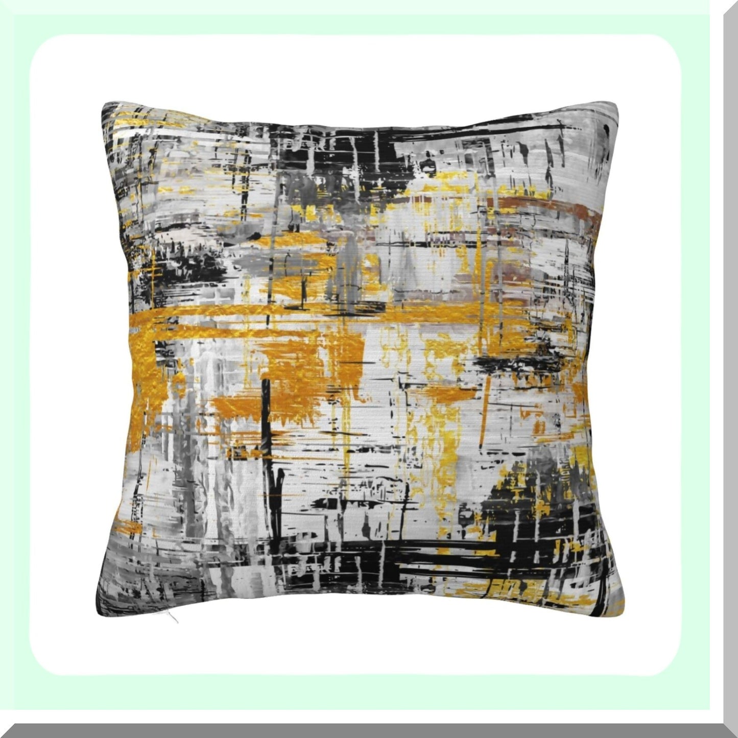 Geometric Gold Accent Throw Pillow Cover - Abstract Black Gray 18x18 - Couch Sofa Bed Home Decor - Modern Artistic Design - Stylish Living Room Accessory