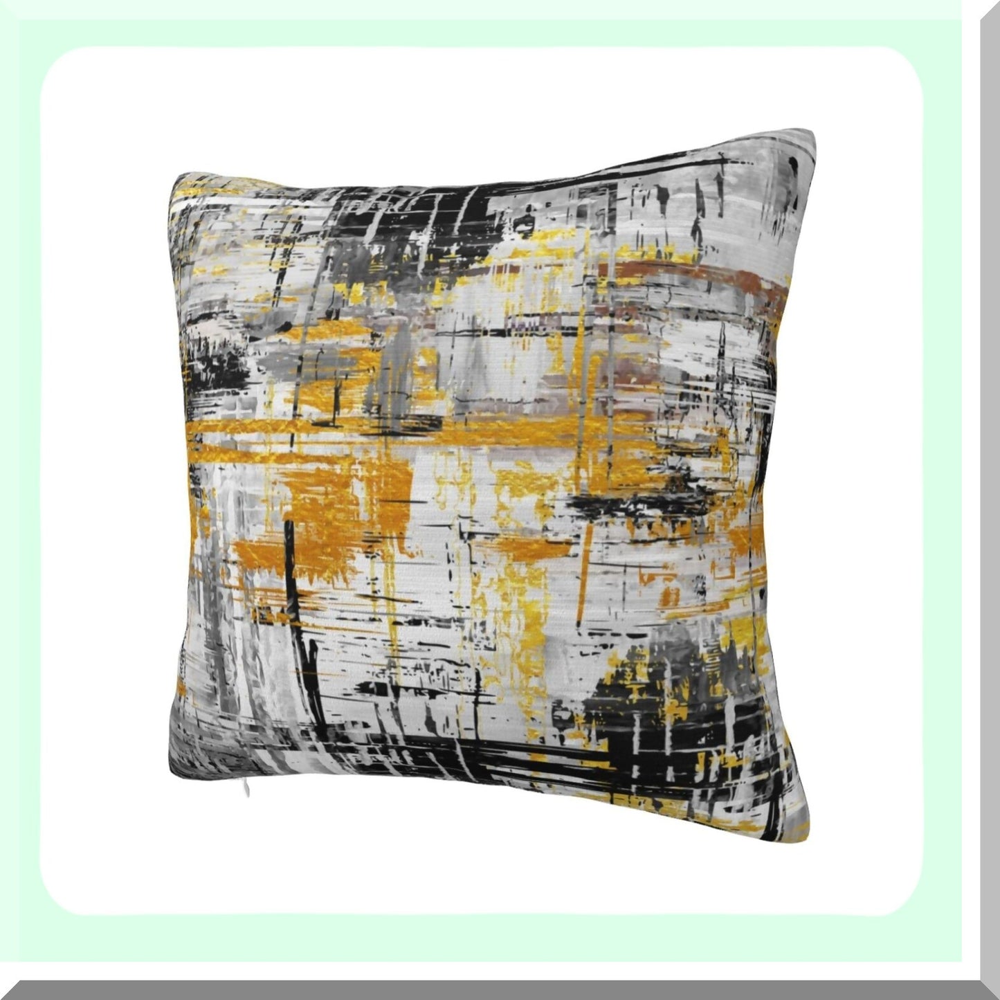 Geometric Gold Accent Throw Pillow Cover - Abstract Black Gray 18x18 - Couch Sofa Bed Home Decor - Modern Artistic Design - Stylish Living Room Accessory