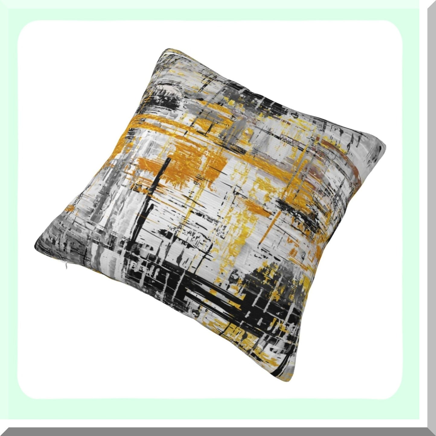 Geometric Gold Accent Throw Pillow Cover - Abstract Black Gray 18x18 - Couch Sofa Bed Home Decor - Modern Artistic Design - Stylish Living Room Accessory