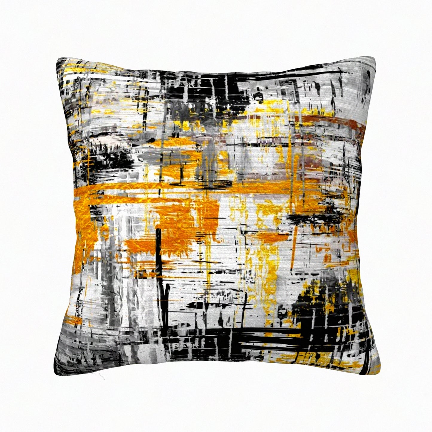 Geometric Gold Accent Throw Pillow Cover - Abstract Black Gray 18x18 - Couch Sofa Bed Home Decor - Modern Artistic Design - Stylish Living Room Accessory