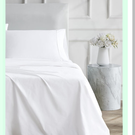 Arctic White Luxury Cotton Percale Sheet Set - 400 Thread Count Ultimate Comfort Bedding - 4-Piece Set for a Luxurious Sleep Experience