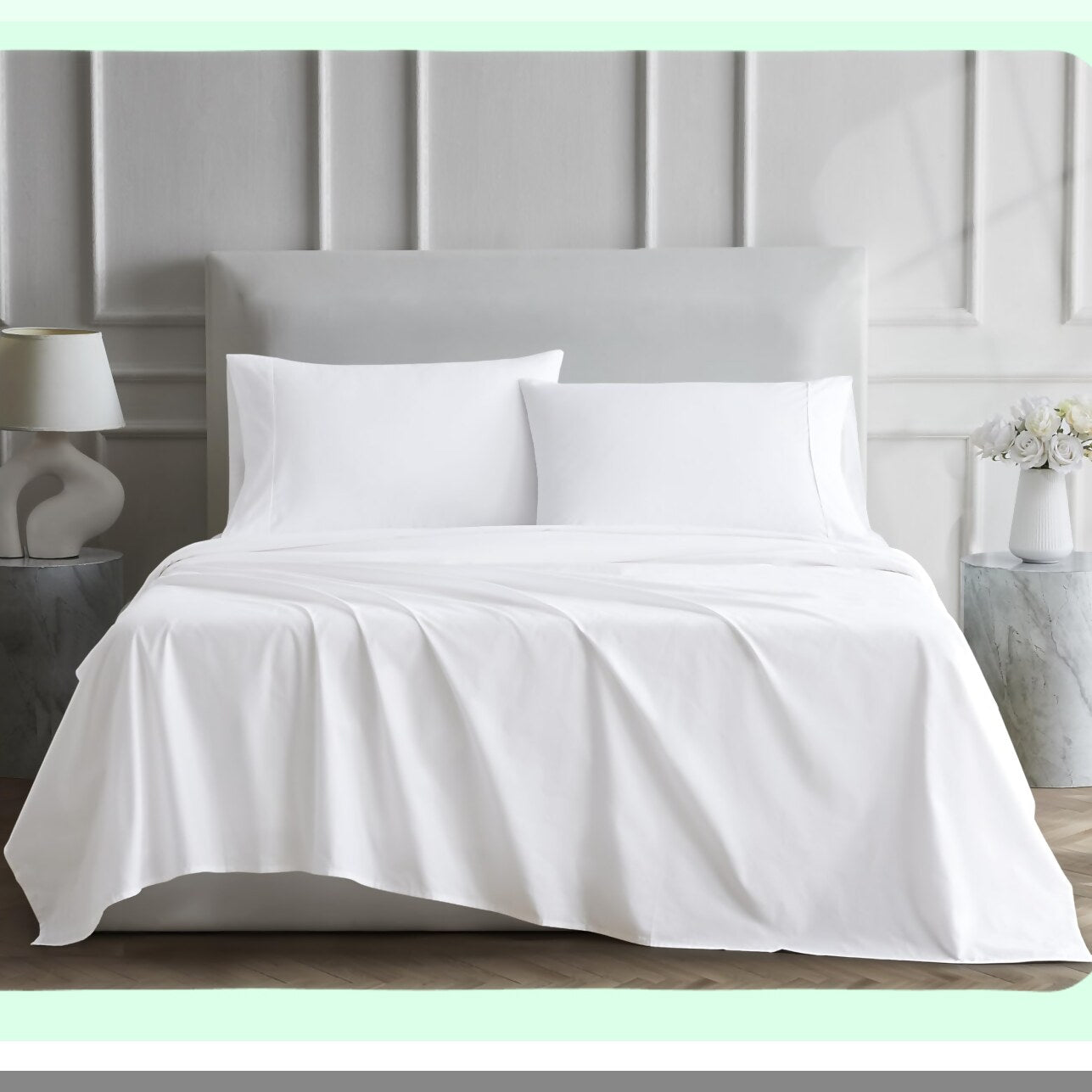 Arctic White Luxury Cotton Percale Sheet Set - 400 Thread Count Ultimate Comfort Bedding - 4-Piece Set for a Luxurious Sleep Experience