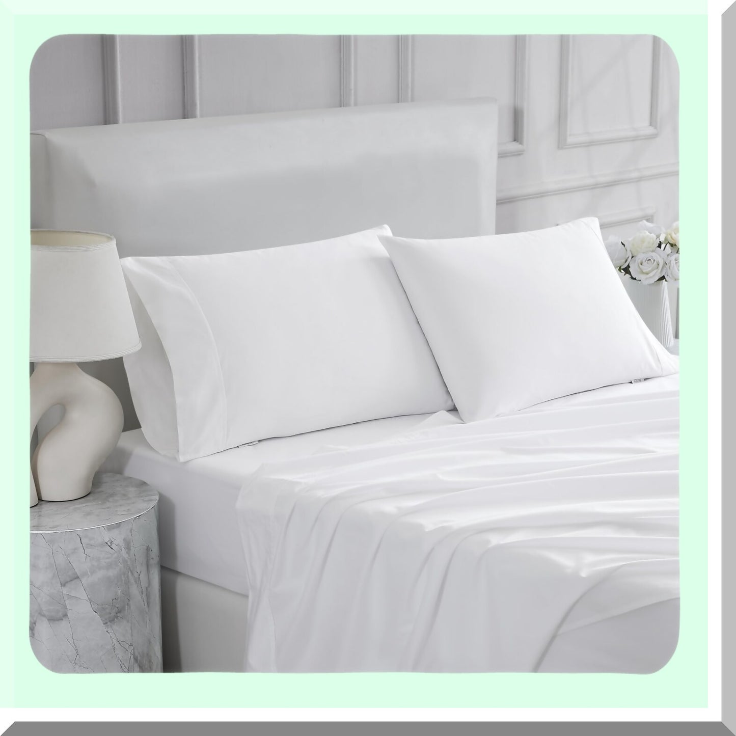Arctic White Luxury Cotton Percale Sheet Set - 400 Thread Count Ultimate Comfort Bedding - 4-Piece Set for a Luxurious Sleep Experience