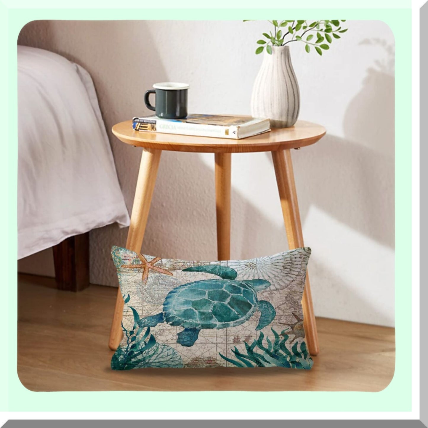 Coastal Breeze Nautical Pillow Covers - Set of 4 Mediterranean Style Sea Theme Decorative Lumbar Cushion Covers for Beach House/Sofa/Couch, 12 X 20 Inch