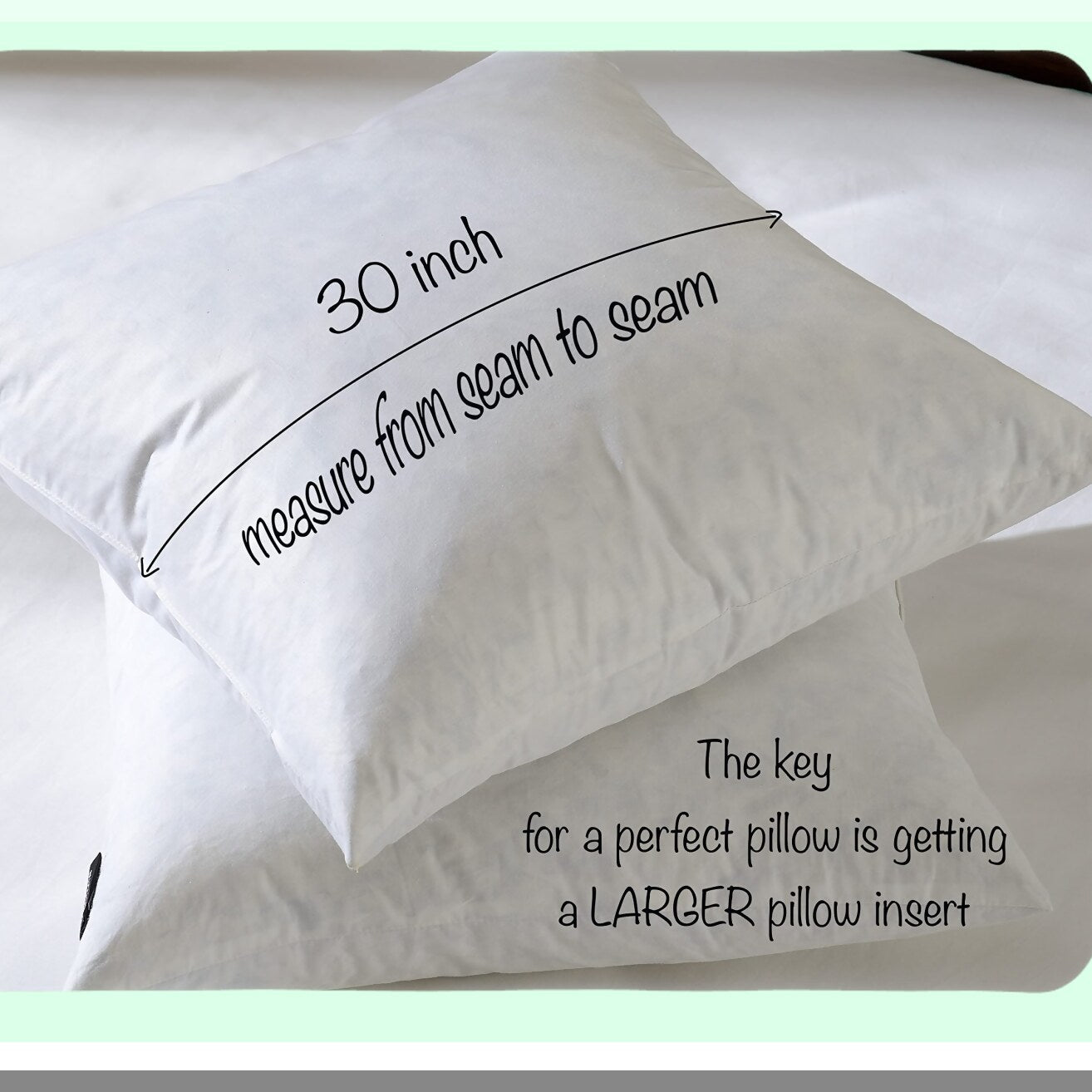 Luxury Euro Down Fill Pillow Insert - 30x30 Square Cushion with Cotton Fabric Cover - Plush Bedding Accent for Home Decor