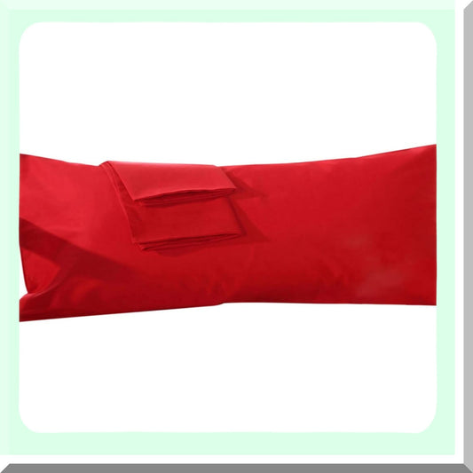 Luxury Soft Zippered Body Pillowcase - 500 Thread Count Red Cover 20x48 inch - Breathable Cotton Pillow Case Set - Comfortable Sleep Solution