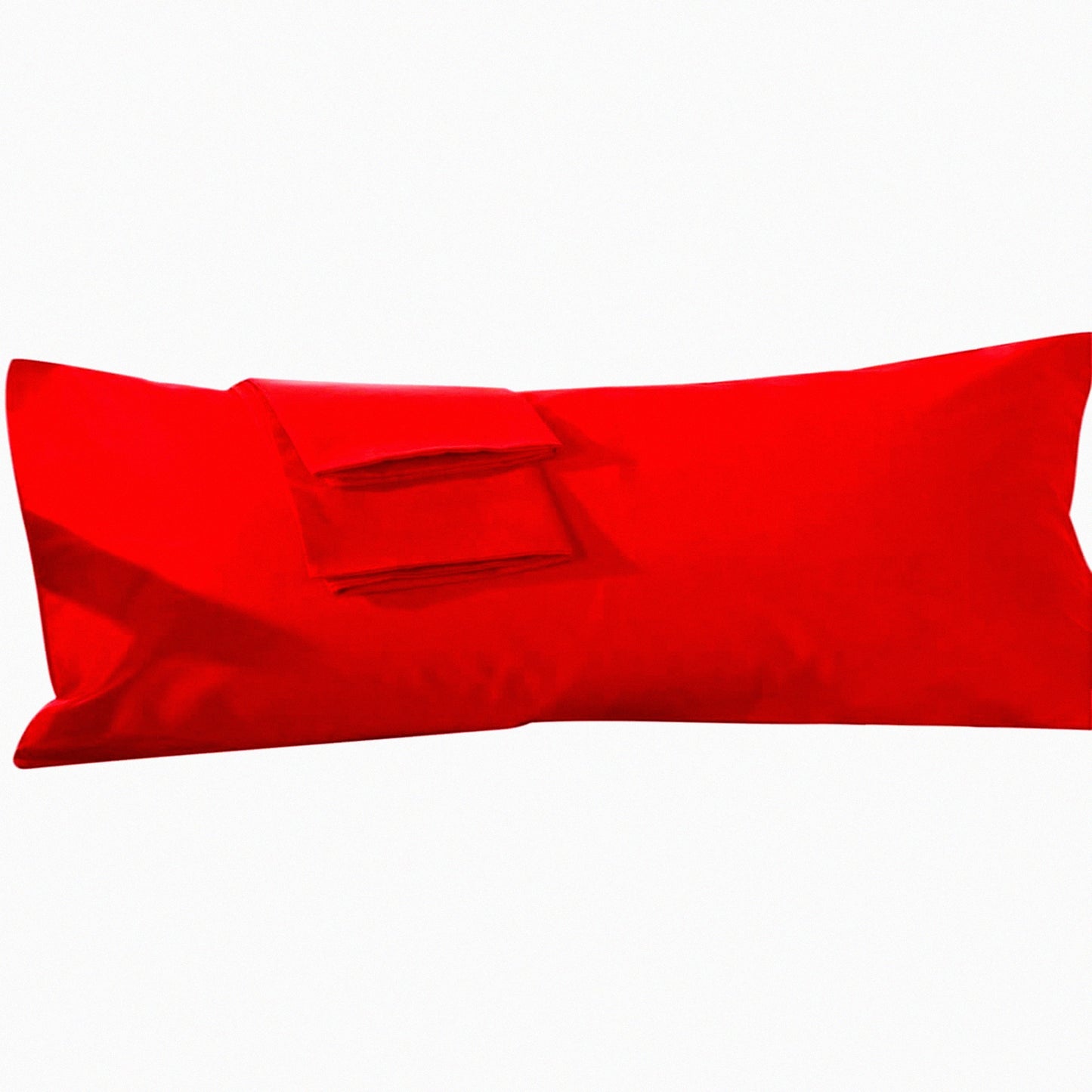 Luxury Soft Zippered Body Pillowcase - 500 Thread Count Red Cover 20x48 inch - Breathable Cotton Pillow Case Set - Comfortable Sleep Solution