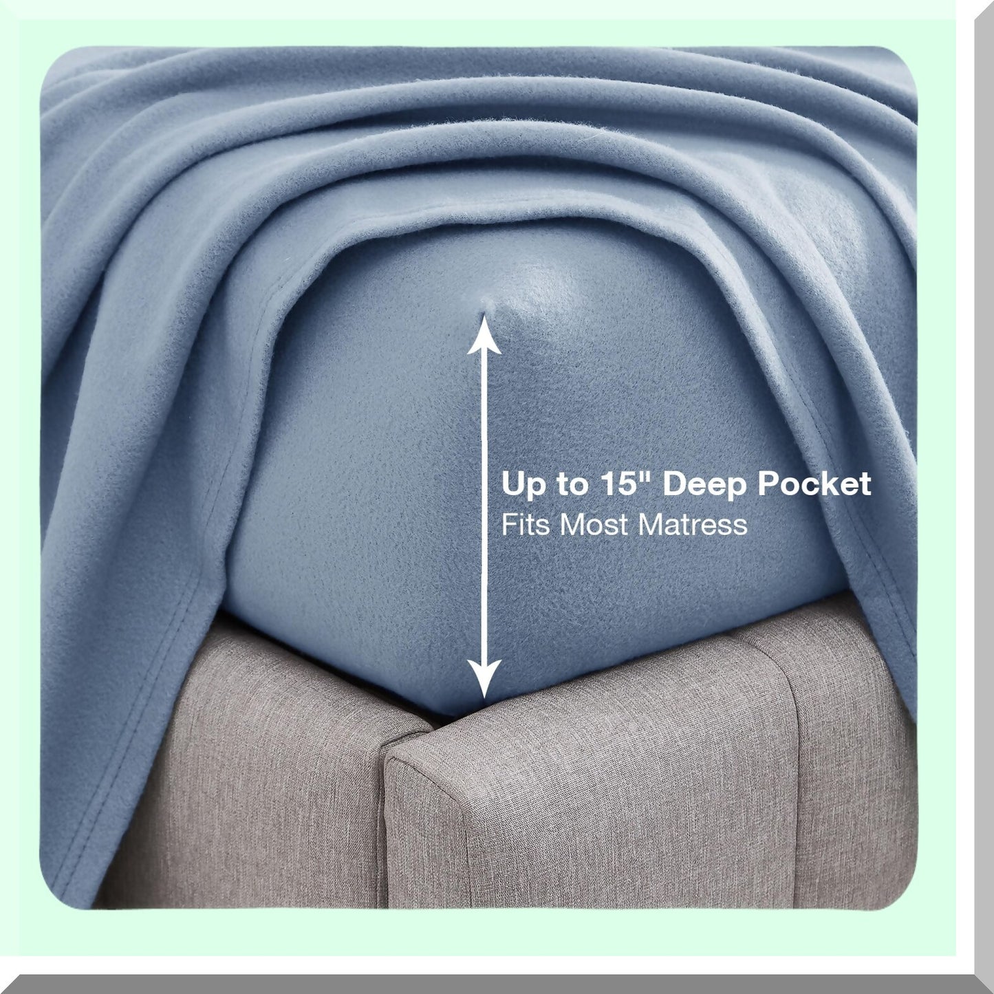 Winter Bliss Plush Fleece Queen Bed Sheet Set - Soft Velour Velvet Sheets, Extra Warm with Deep Pocket - Pearl Blue Queen Bedding