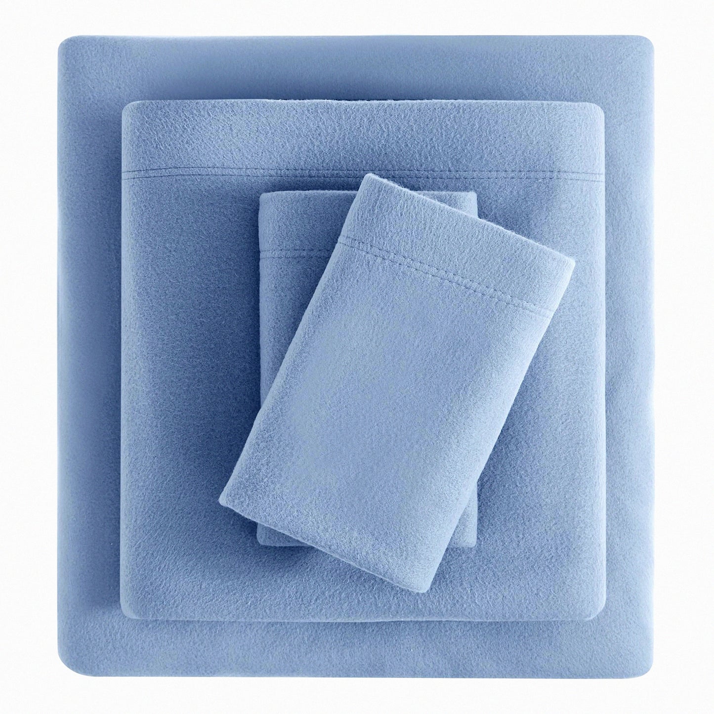 Winter Bliss Plush Fleece Queen Bed Sheet Set - Soft Velour Velvet Sheets, Extra Warm with Deep Pocket - Pearl Blue Queen Bedding