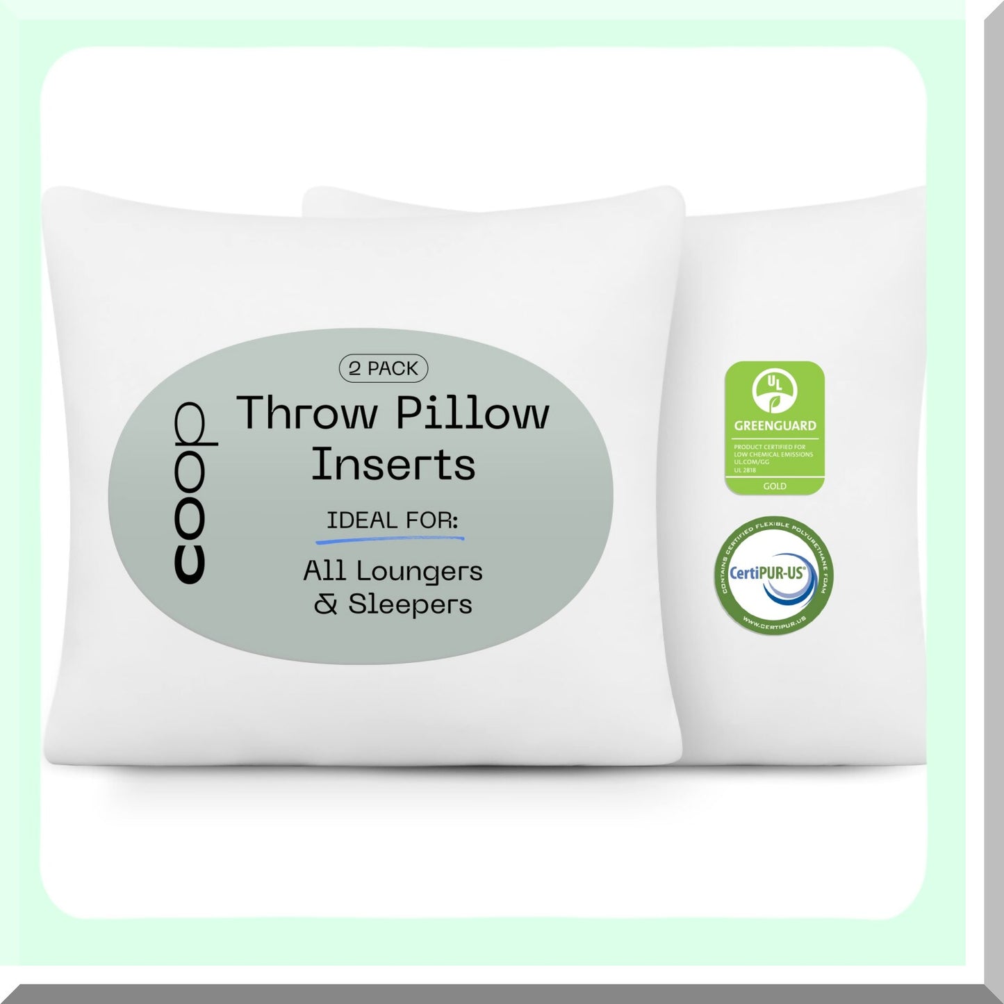 MemoryFoam Comfort Pack - 18x18 White Insert Set | Adjustable Fill, Lightweight Down Alternative | Indoor Decorative Accent Pillows for Sofa, Bed, Couch (Pack of 2)