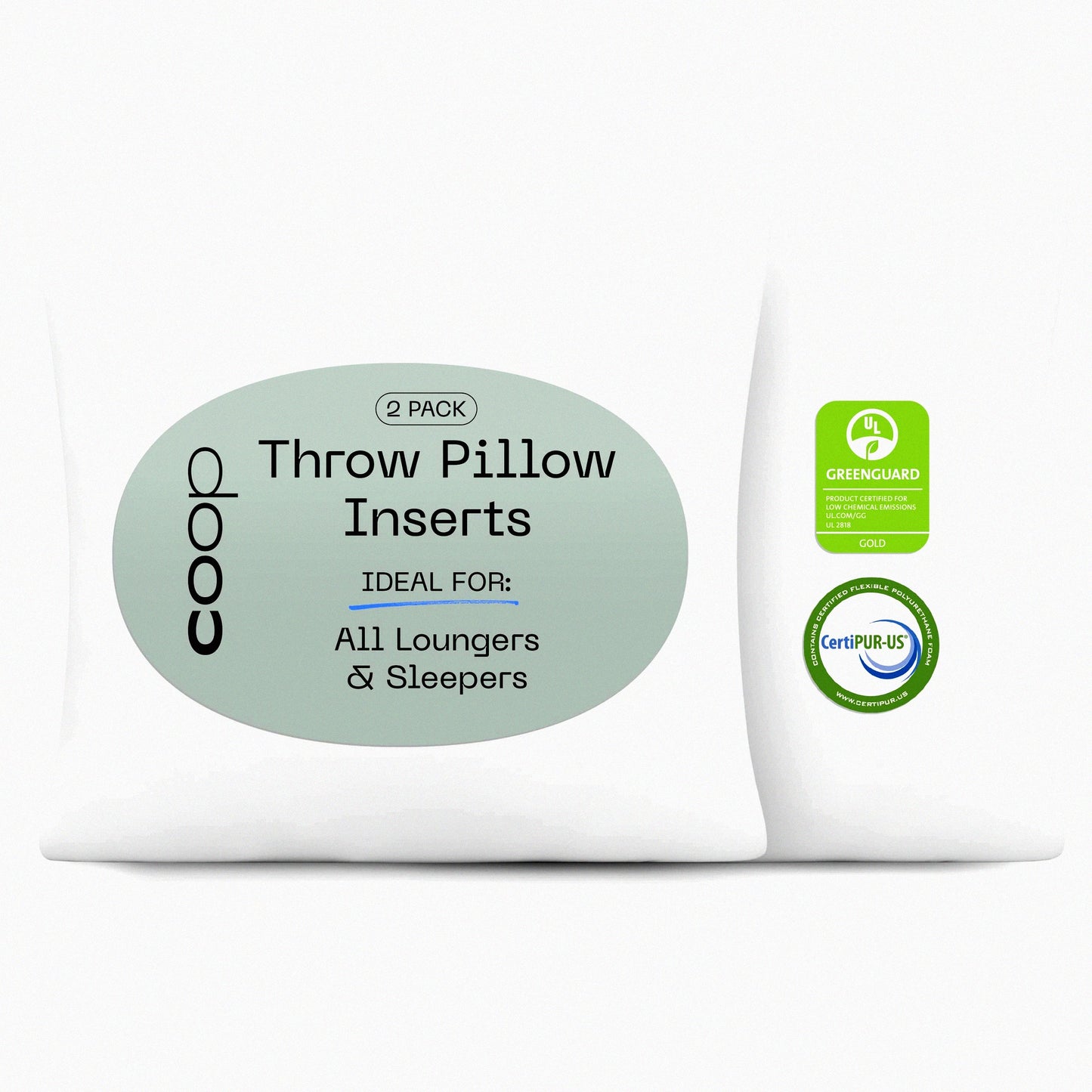 MemoryFoam Comfort Pack - 18x18 White Insert Set | Adjustable Fill, Lightweight Down Alternative | Indoor Decorative Accent Pillows for Sofa, Bed, Couch (Pack of 2)