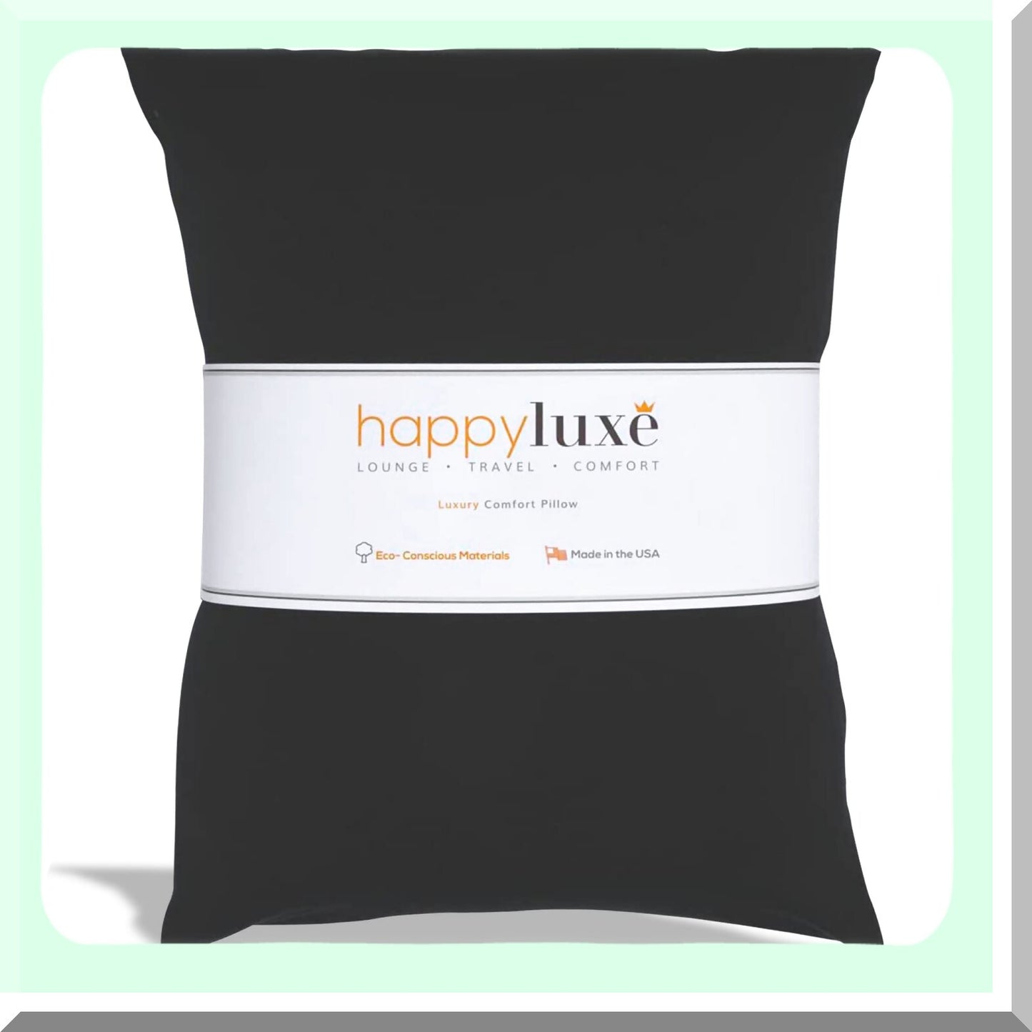 BreathEasy Travel Pillow - Jet Black | Machine Washable Airplane Pillow for Men and Women | Softer Than Cotton | Made in USA | 17" x 13"