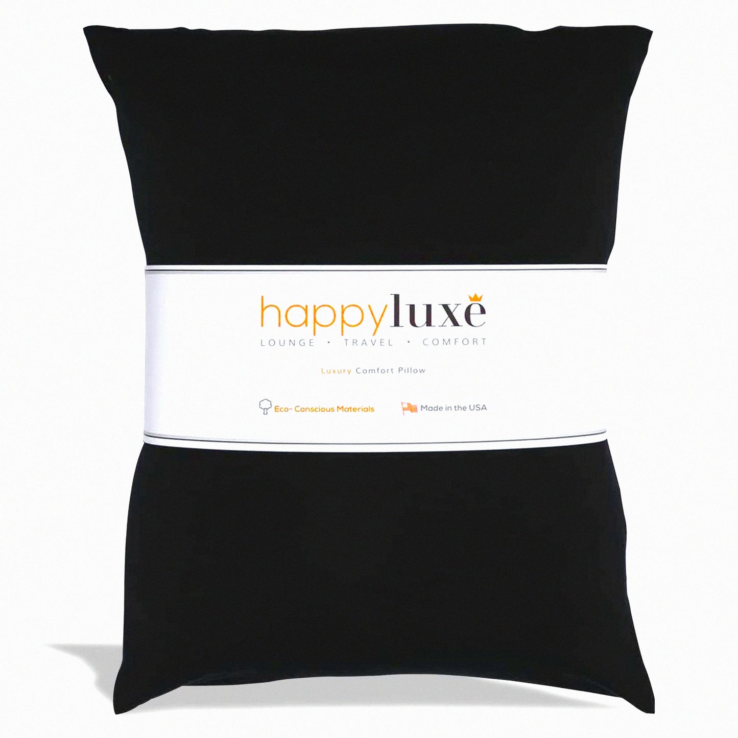 BreathEasy Travel Pillow - Jet Black | Machine Washable Airplane Pillow for Men and Women | Softer Than Cotton | Made in USA | 17" x 13"