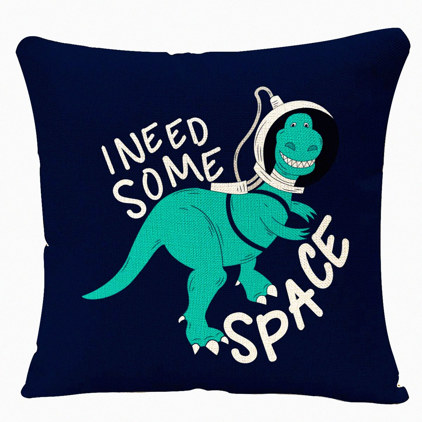 Space Dino Quote Pillowcase - Funny Astronaut Dinosaur Decorative Cushion Cover - 18x18 Inch Square Throw Pillow Cover - Unique Dino Home Decor