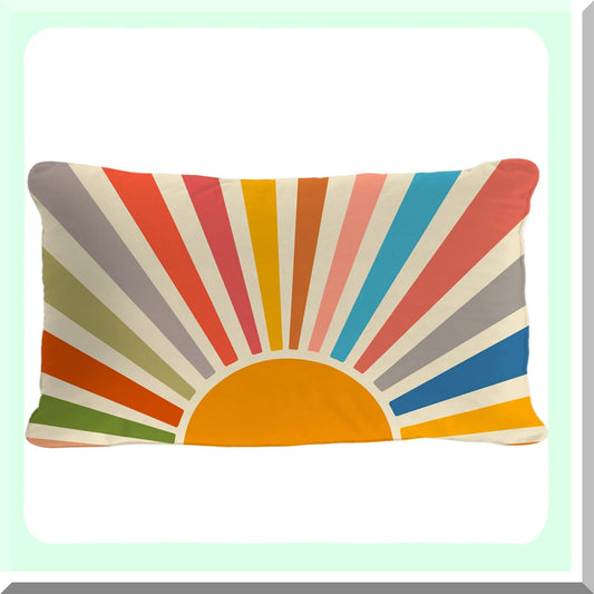 Sunrise Sunset Colorful Abstract Boho Throw Pillow Cover - 12x20 Inch - Home Bedroom Decorations - Soft Pillow Case Pillowcase - Sunshine