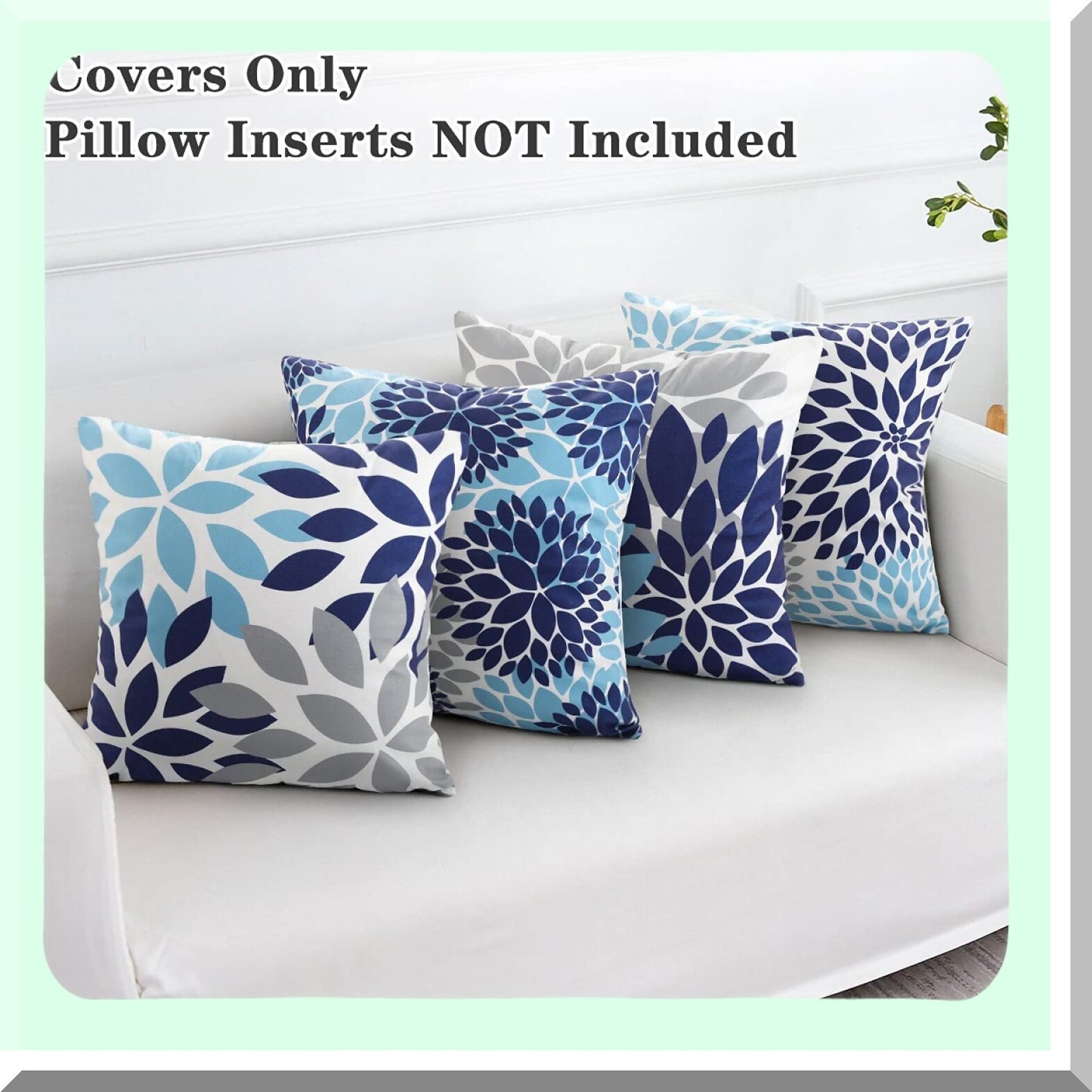 Navy Blue Velvet Decorative Pillow Cover Set - Teal Grey Square Throw Pillow Case - 20x20 Couch Pillows - Living Room Accent Pillow Set of 4