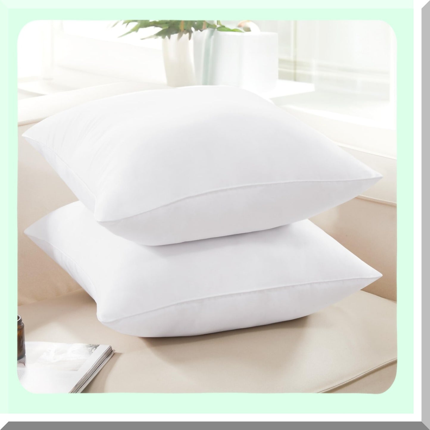 PlushDream 20x20 Pillow Inserts - Set of 2 | Fluffy Square Pillow Forms for Bed, Sofa, Couch | Decorative Indoor Outdoor Sham Stuffer | Premium Neck Pillow for Sleeping & Travel