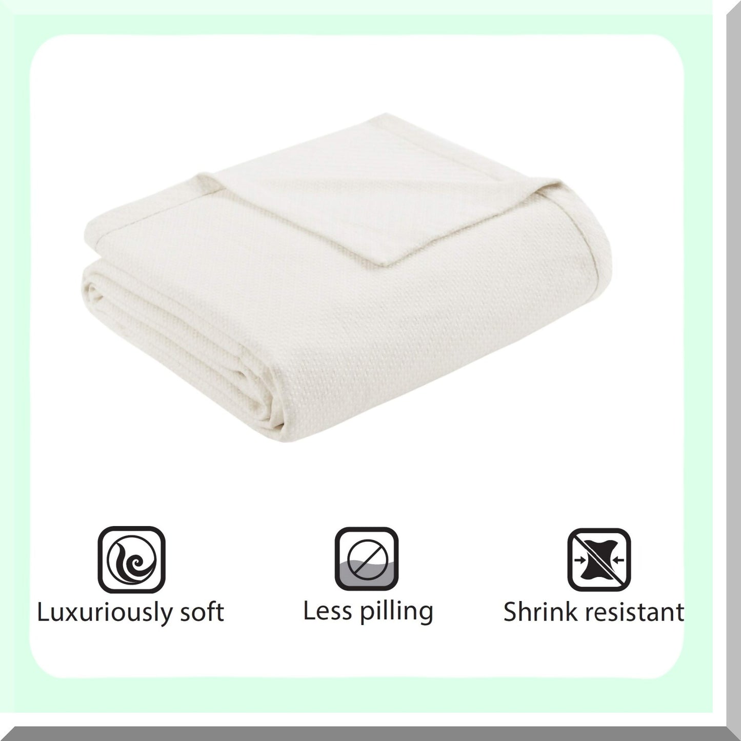 PureComfort Liquid Cotton Blanket - Premium Softness for Bed, Couch, or Sofa - Full/Queen, Ivory