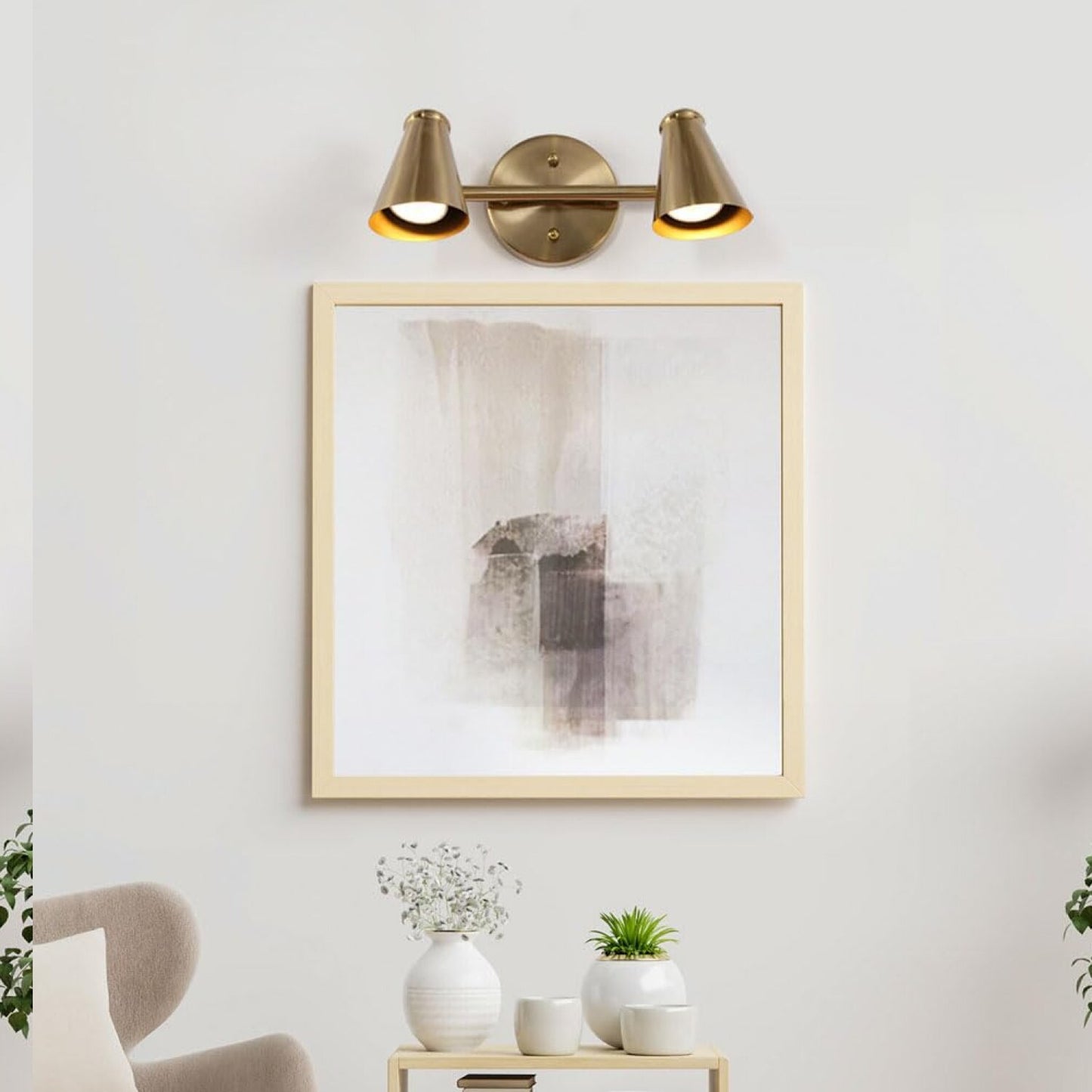 Gold Bathroom Vanity Light, 2-Light Adjustable Wall Mount