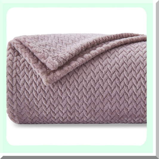 UltraSoft Lavender Flannel Fleece Throw - Premium Lightweight All-Season Blanket with Leaves Pattern (50"x60")"