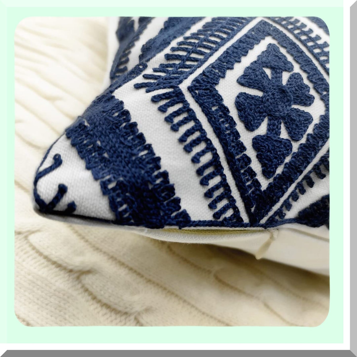 Boho Chic Geometric Throw Pillow Covers Set - Navy Blue 18x18 Inches - Modern Decorative Cushion Cases for Sofa Couch Bed - Living Room Accent Pieces