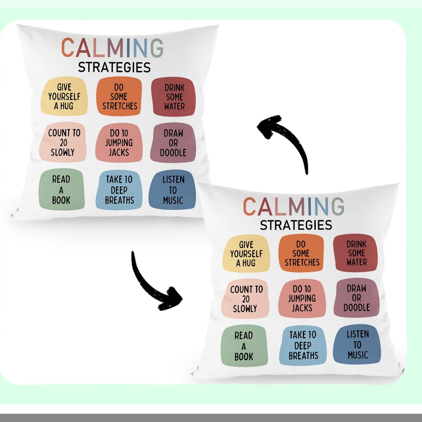 CalmVibe Double-Sided Pillow Covers - 18x18 Inch, Mental Health Therapy Cases for Kids & Teens, Positive Decor for Bedroom & Living Room