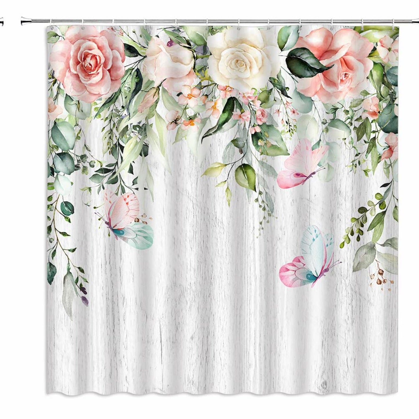 Pink Floral Shower Curtain 70x70 Inches