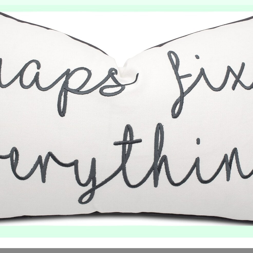 Embroidered Naptime Bliss Lumbar Pillow Cover - Off White - 12x20 Decorative Accent for Relaxation and Comfort - Naps Fix Everything