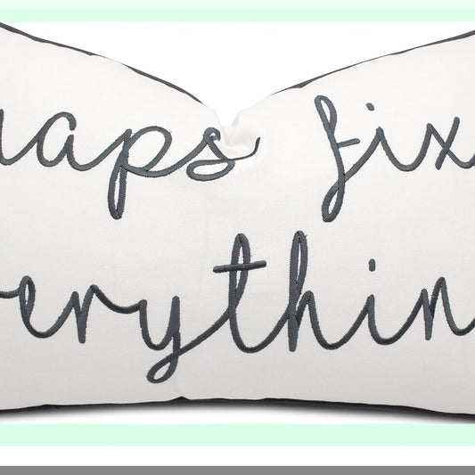 Embroidered Naptime Bliss Lumbar Pillow Cover - Off White - 12x20 Decorative Accent for Relaxation and Comfort - Naps Fix Everything