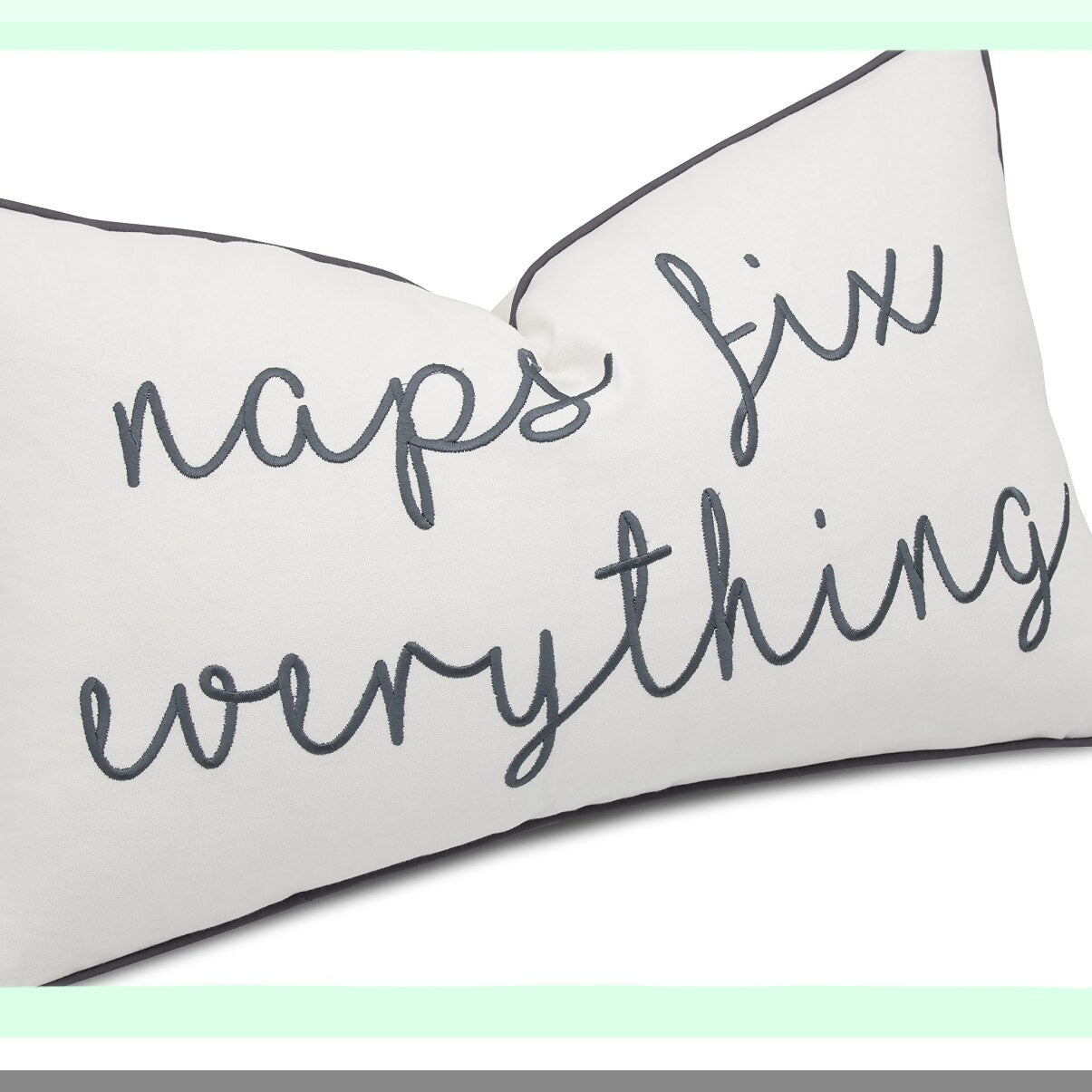 Embroidered Naptime Bliss Lumbar Pillow Cover - Off White - 12x20 Decorative Accent for Relaxation and Comfort - Naps Fix Everything