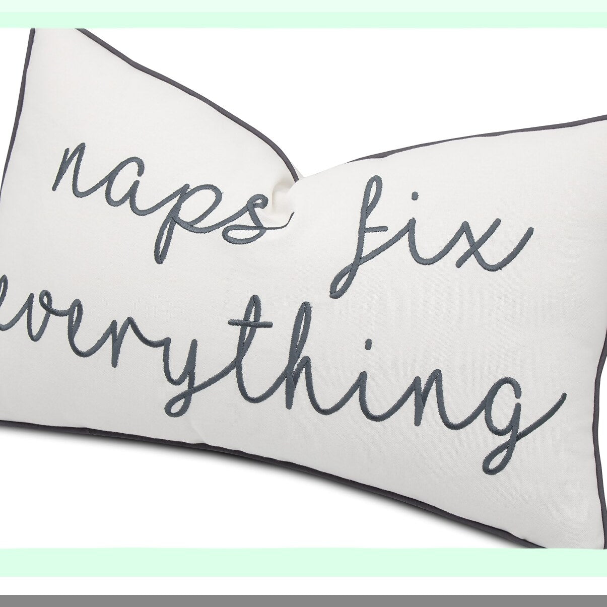 Embroidered Naptime Bliss Lumbar Pillow Cover - Off White - 12x20 Decorative Accent for Relaxation and Comfort - Naps Fix Everything
