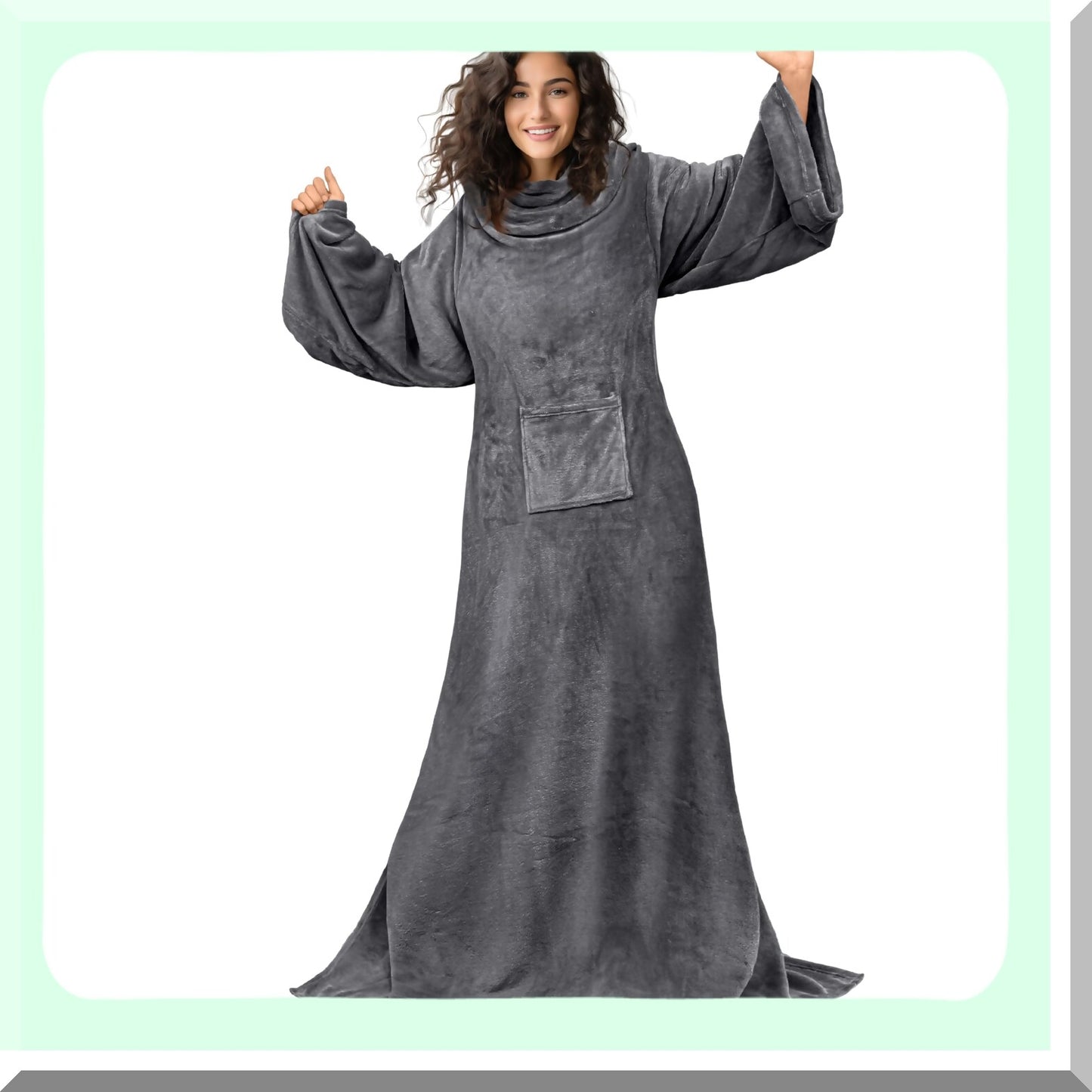 CozyWrap Fleece Robe Blanket with Sleeves & Pocket - Ultimate Warmth for Adults
