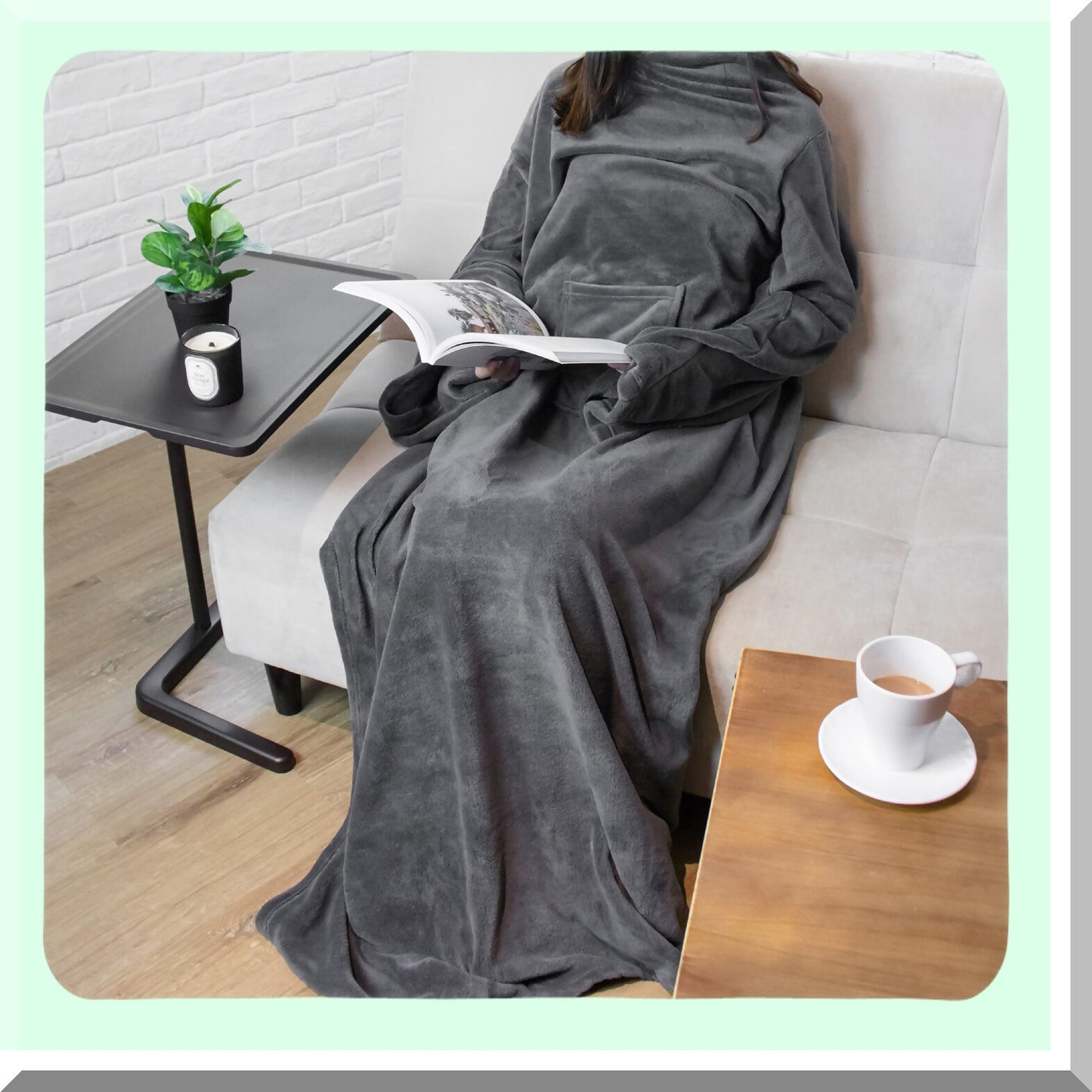 CozyWrap Fleece Robe Blanket with Sleeves & Pocket - Ultimate Warmth for Adults