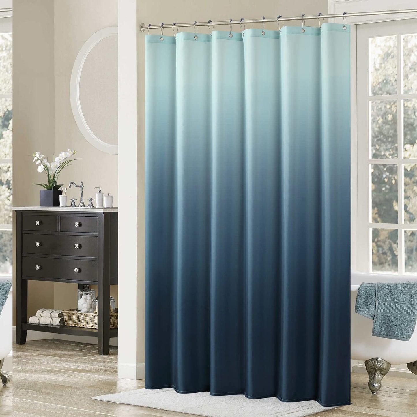 Ombre Blue Waterproof Polyester Shower 54" x 72"