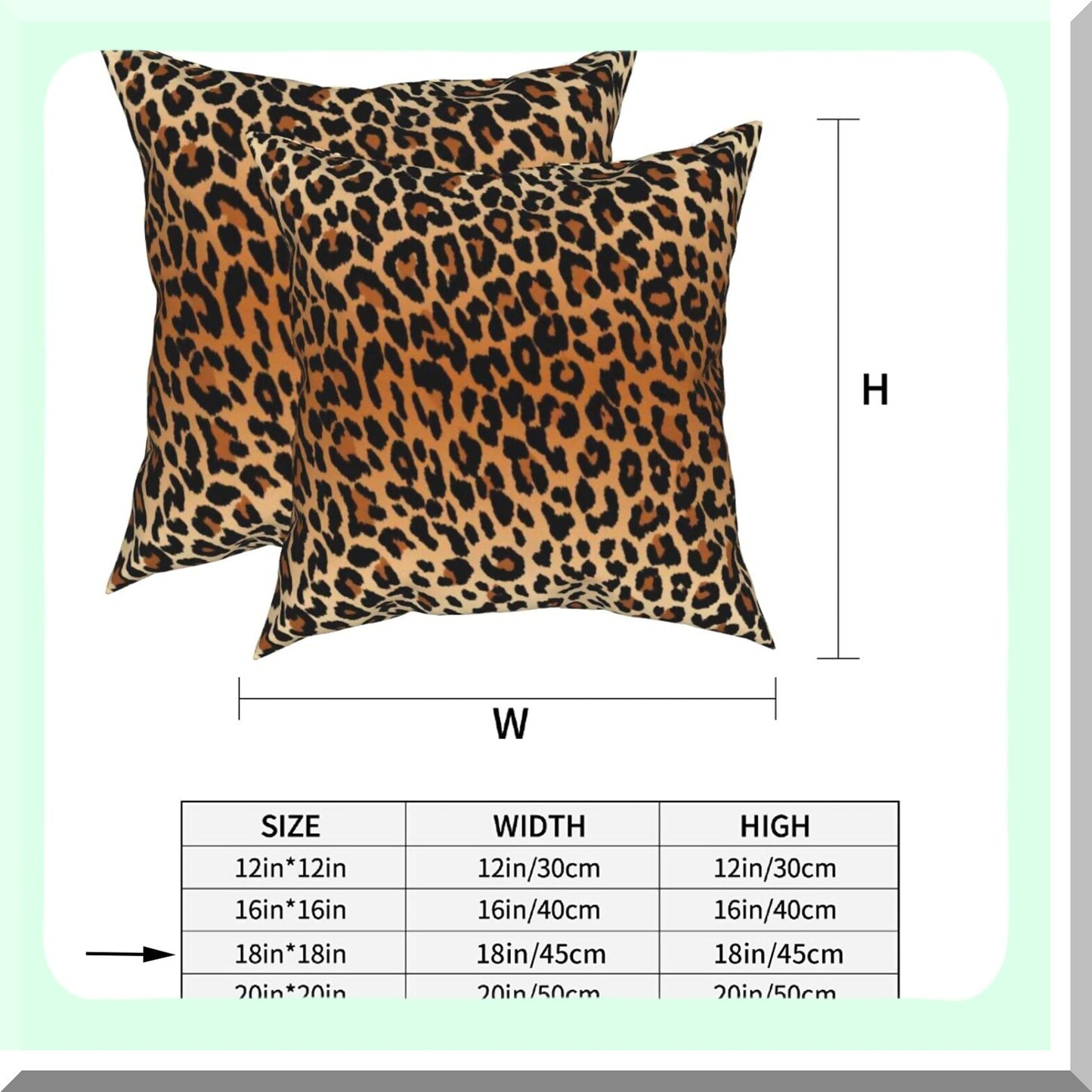 Wild Safari Decorative Pillow Set - 2 Pack Animal Print Cushion Covers, 18x18 Inch, Plush Soft Double-Sided Leopard & Cheetah Design for Home Sofa Bed