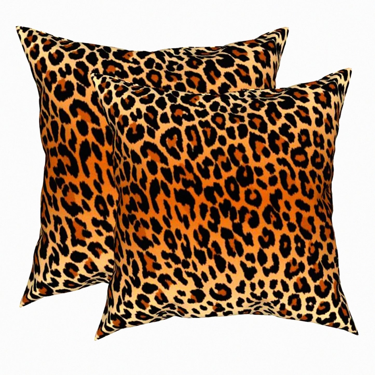 Wild Safari Decorative Pillow Set - 2 Pack Animal Print Cushion Covers, 18x18 Inch, Plush Soft Double-Sided Leopard & Cheetah Design for Home Sofa Bed